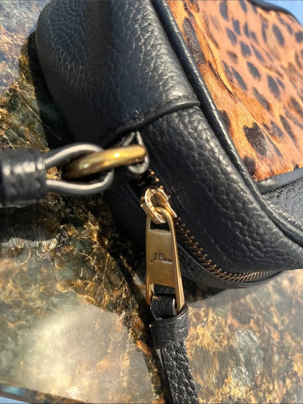 J. Crew Leopard Print Crossbody in Brown and Black
